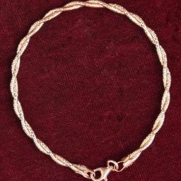 Arte Jewels 925 Sterling Silver Rose Gold Twisted Bracelet for Women-image-98