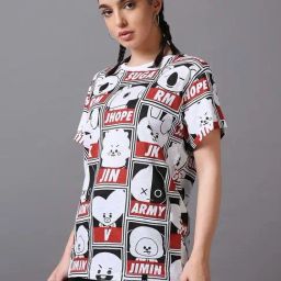 Bewakoof White Print Cotton Boyfriend Fit T-Shirt-image-17
