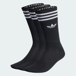 Adidas Originals Black Crew Striped Calf Socks Pair of 3 - M-picture-47