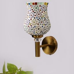Devansh Antique Gold Wall Lamp with Mosaic Glass-picture-35