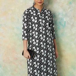Melange by Lifestyle Black Printed Kurta-image-38
