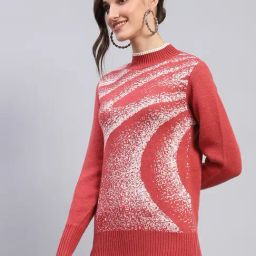 Monte Carlo Red Wool Blend Self Full Sleeve Sweater image 3
