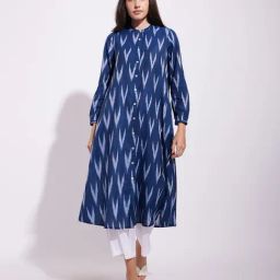 Pink Fort Navy Ikat Kurta-image-15