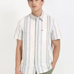 TOMMY HILFIGER White Cotton Regular fit Stripes Shirt-picture-25