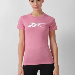 Reebok Pink Logo Print Sports T-Shirt-image-12