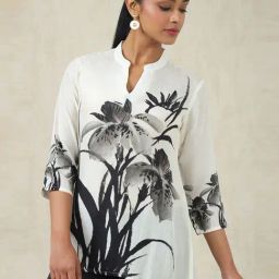 Soch Off White Regular Fit Floral Print Tunic-6