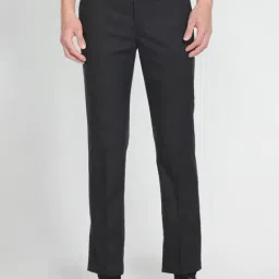 Arrow Black Regular Fit Self Pattern Trousers-picture-13