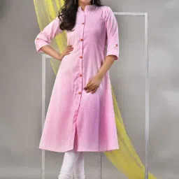 CHARUKRITI Baby Pink Cotton Straight Kurta-27