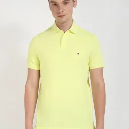 Tommy Hilfiger Tulip Yellow Cotton Regular Fit Polo T-Shirt-picture-8