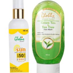 Globus Remedies Sunscreen Fairness Lotion SPF 50+++ & Green Tea & Tea Tree Face Wash Combo-94