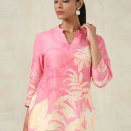 Soch Pink Regular Fit Floral Print Tunic-image-5