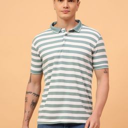 Mast & Harbour Striped Polo Collar Slim Fit T-shirt-image-32