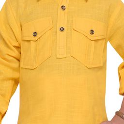 Aj DEZInES Boys Yellow Solid Kurta with Pyjamas image 3