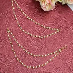 Anouk Gold Plated Pearls Beaded Layered Classic Ear Chains-4