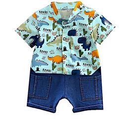 BAESD Boys Dinosaur Printed Pure Cotton Shirt With Shorts-image-71