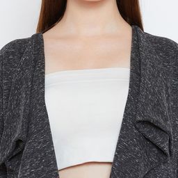 Hypernation Charcoal Grey Solid Open Front Shrug image 4