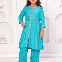 BAESD Girls Ethnic Motifs Embroidered Regular Kurta with Trousers-picture-47