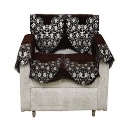 Fashion Throw Coffee Brown Jacquard 4 Piece Sofa Cover With Arms-image-58