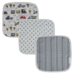 Abracadabra Cotton Muslin Wipes Transport Pack of 3 - Blue-10