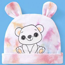 Babyhug 100% Cotton Cap With Ear Applique Teddy Print Multicolour - Diameter 10 cm-image-9