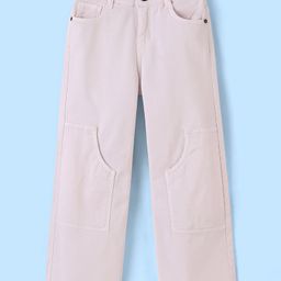 Pine Kids Ankle Length Cotton Elastane Over Dyed Jeans - Light Pink-image-4