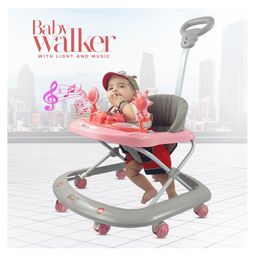Dash Baby Walker With Parental Handle - Pink-1