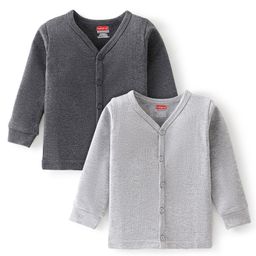 Babyhug Full Sleeves Solid Color Thermal Inner Wear Pack of 2 - Grey-image-30