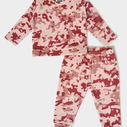 Mi Arcus 100% Polyester Full Sleeves Camouflage  Colour Abstract Winter Wear Sweatshirt & Pant Set - Peach-picture-25