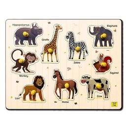 YaY Play Animals Wooden Knob and Peg Puzzle-93