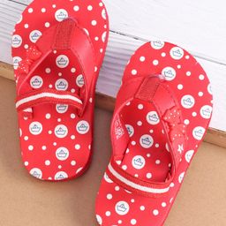 Cute Walk by Babyhug Flip Flops with Back Strap Closure Boat Print & Bow Applique- Red-image-6