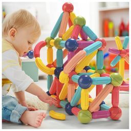 YAMAMA Magnetic Sticks Building Blocks Educational Stacking Toys With Magnetic Sticks Magnetic Balls And Magnetic Blocks For Kids  (84 Pieces  Multicolor)-image-11