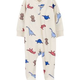 Carter's Knit Full Sleeves Dino Print Footed Sleep Suit - White & Blue-picture-27