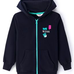 Primo Gino Cotton Knit Full Sleeves Front Open Hooded Sweatjacket with Front & Back Text & Anime Print - Black-image-59