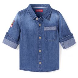 Babyhug Cotton Woven Full Sleeves Denim Shirt with Pocket - Dark Blue-image-44