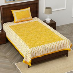 UniqChoice Pure Cotton Jaipuri Single bed sheet With 1 Pillow Cover-19