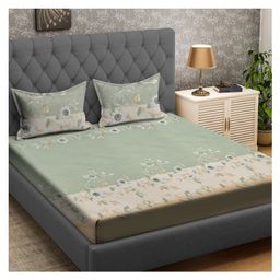 RRC Super Soft Brushed Microfiber Cotton Double Bedsheet With 2 Pillow Cover Light Green-15