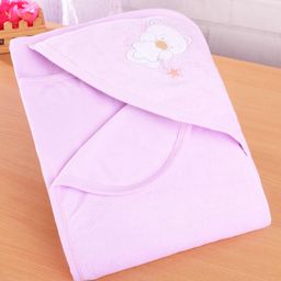 Simpy Terry Knit Hooded Towel & Wrapper with Bear Embroidery L 80 x B 80 cm - Lilac-picture-5