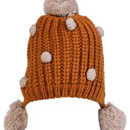 Kid-O-World Self Designed & Pom Pom Applique Detailed Cap - Brown-image-28