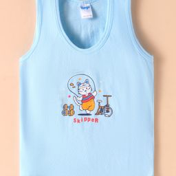 Tango Single Jersey Knit Sleeveless Vest with Kitty Print - Aqua Blue-image-79