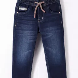 Ruff Woven Full Length Washed Denim Jeans - Navy Blue-picture-9