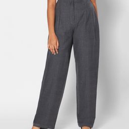 TeenTrums 100% Cotton High Waist Checked Trousers - Grey-image-59