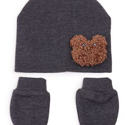 Tipy Tipy Tap Set Of 2 Teddy Bear Face Designed Cap With Mittens - Dark Grey - Diameter - 32 cm-11