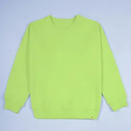 Kiddopanti Fleece Knit Full Sleeves Solid Light Winter Sweatshirt - Neon Green-picture-16