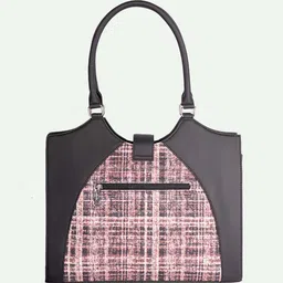 ZOUK Checked Printed Shopper Jute Shoulder Bag image 3