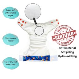 Dumbledo Unisex Premium Cloth Diaper With Leak-Proof, Absorbent 6-Layer White Insert-Dryfeel With Comfortable Fit For 3 Months To 3 Years, Pack Of 1, One Size Diaper With Insert/Pad image 2