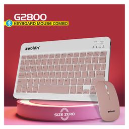 zebion G2800 Wireless Keyboard & Mouse Combo- White&Pink image 2