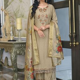 MOJILAA Women Floral Embroidered Beads and Stones Kurta with Palazzos & With Dupatta-image-36