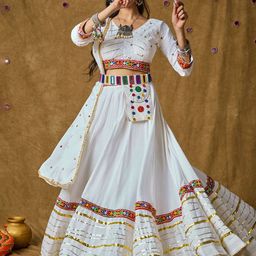 SALWAR STUDIO Mirror Work Ready to Wear Lehenga & Blouse With Dupatta-image-67