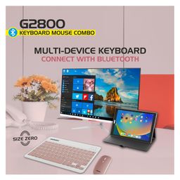 zebion G2800 Wireless Keyboard & Mouse Combo- White&Pink image 4
