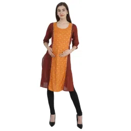 Morph Maternity Ethnic Printed Nursing Kurta - Brown-picture-18